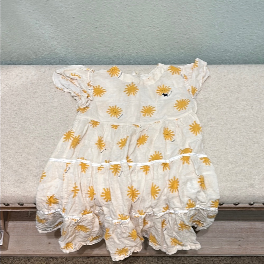 Blue Dog, white Cream Ruffled Tiered Sundress